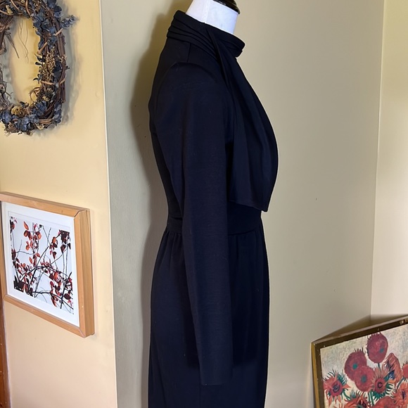 Vintage STEVEN STOLMAN Size 6 Draped Wool Midi-Dress Zip-Back Modest DeadStock - Picture 5 of 17